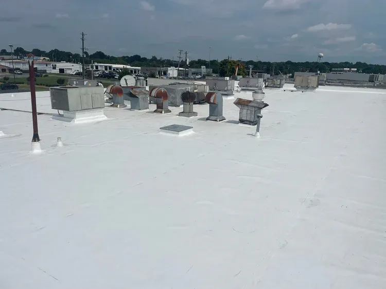 Commercial flat roof installation.